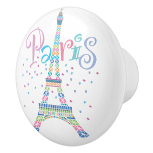 Eiffel Tower Confetti Ceramic Knob