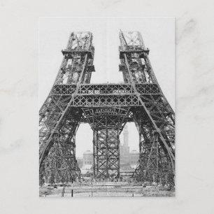 Eiffel Tower Construction Postcard