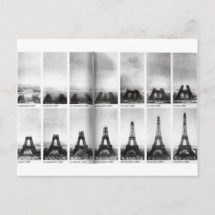 Eiffel Tower Construction Postcard