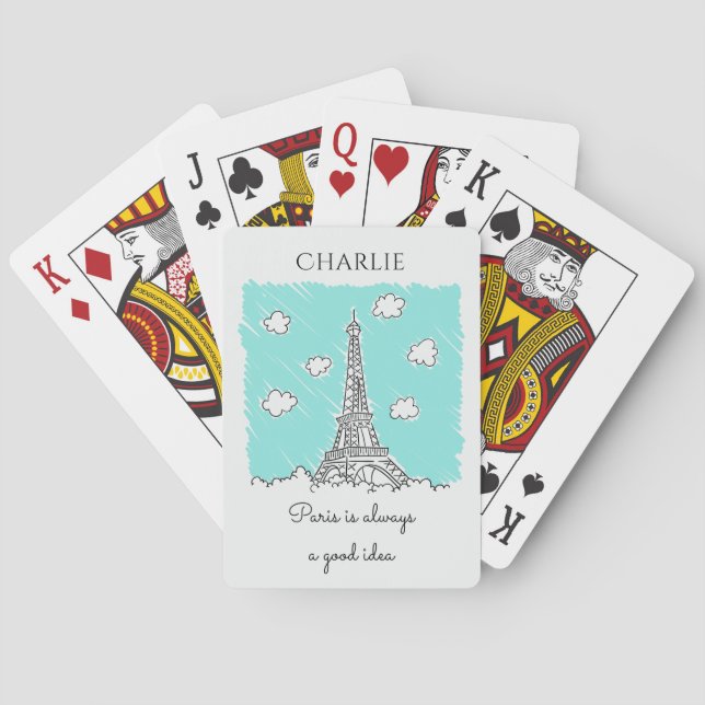 Eiffel Tower custom text playing cards (Back)