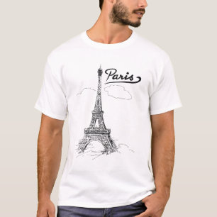 Eiffel Tower Drawing T-shirt, Paris File, text,  T-Shirt