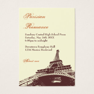 Eiffel Tower ecru prom bid custom admission ticket