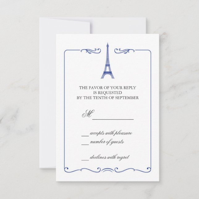 Eiffel Tower Elegant RSVP Card Invitation (Front)