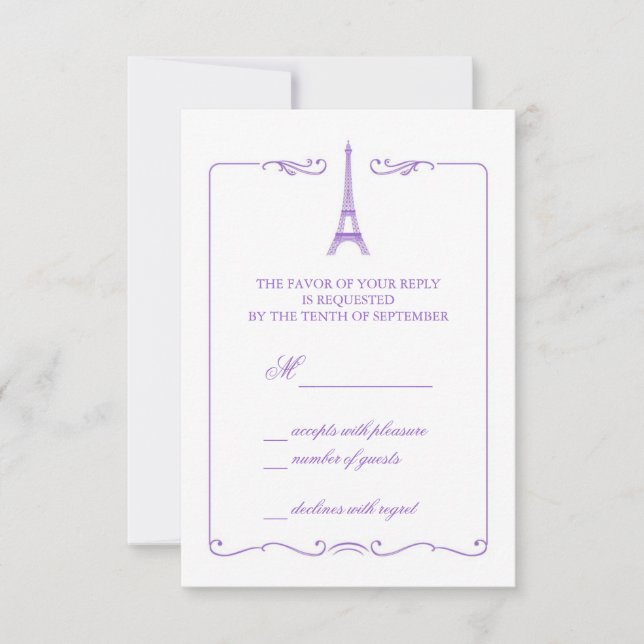 Eiffel Tower Elegant RSVP Card Invitation (Devant)