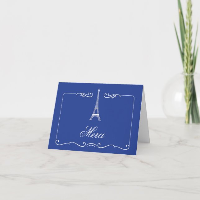 Eiffel Tower Elegant Wedding Thank You Card (Front)