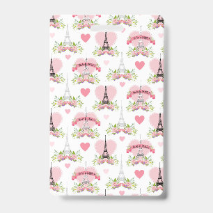 Eiffel Tower Flowers Pink Hearts Paris French Badge