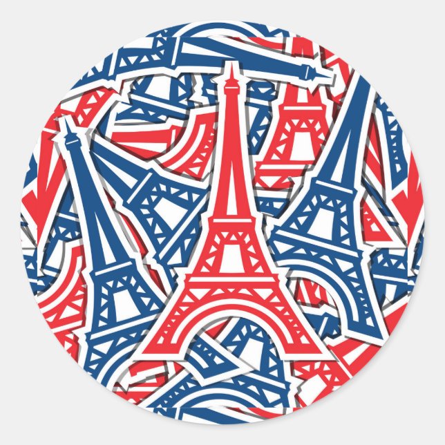Eiffel Tower, France Pattern Classic Round Sticker (Front)
