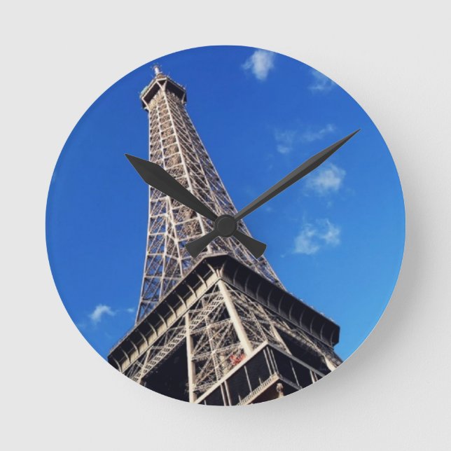 Eiffel Tower France Travel Photography Round Clock (Front)