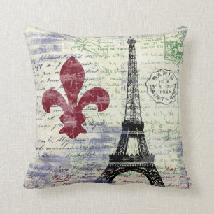 Eiffel Tower France Vintage Art Pillow