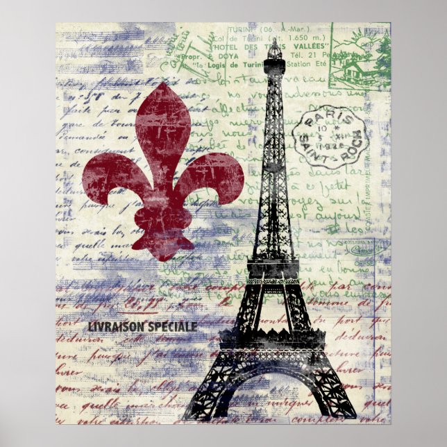 Eiffel Tower France Vintage Art Poster (Front)