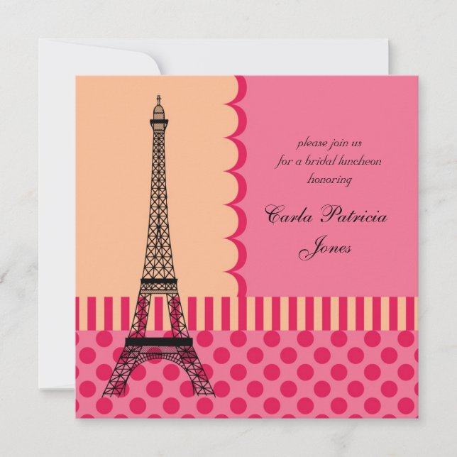 Eiffel Tower French Bridal Shower Invitation (Front)