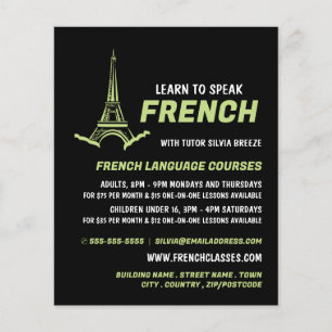 Eiffel Tower, French Language Course Advertising Flyer