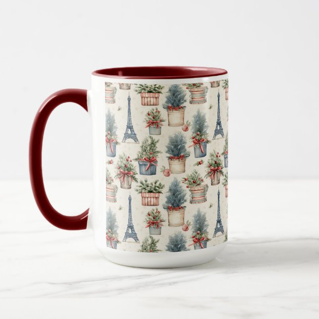 Eiffel Tower, French Topiaries Paris Christmas Mug (Left)