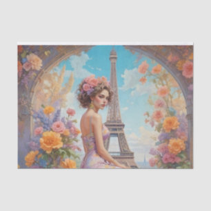 Eiffel Tower French Woman Floral Decoupage Paper 
