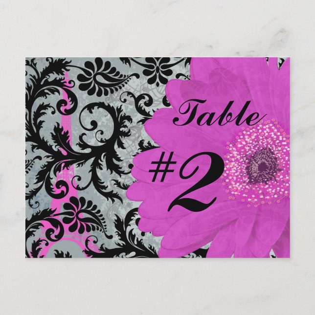 Eiffel Tower Gerber Table Number Cards (Back)