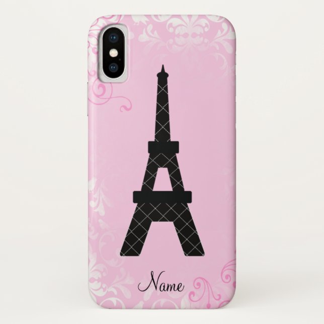 Eiffel Tower Girly Personalized Name Case-Mate iPhone Case (Back)