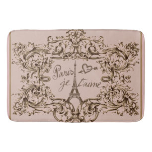 Eiffel Tower "I love Paris" "Paris Je taime" Bath Mat