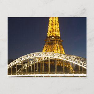 Eiffel Tower Illuminate Bridge Paris Postcard