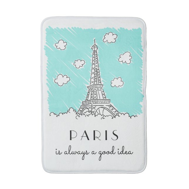 Eiffel Tower Illustration custom bath mats (Front Vertical)