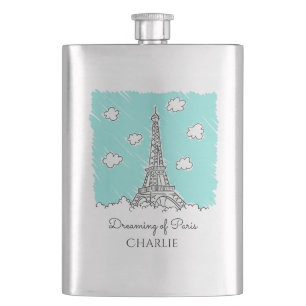 Eiffel Tower Illustration custom name flask