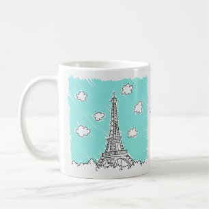 Eiffel Tower Illustration custom text mugs