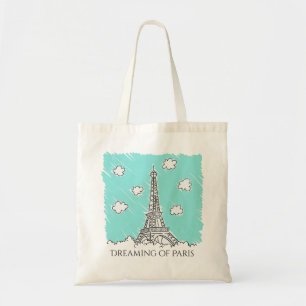 Eiffel Tower Illustration custom text totes