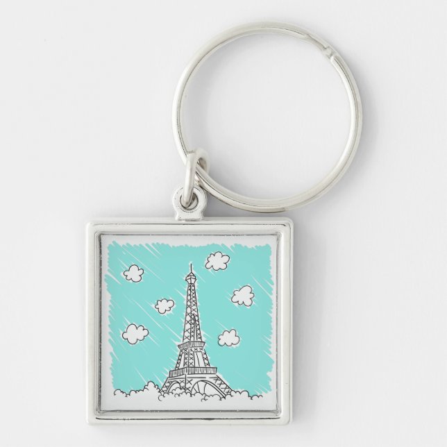 Eiffel Tower Illustration key chain (Front)