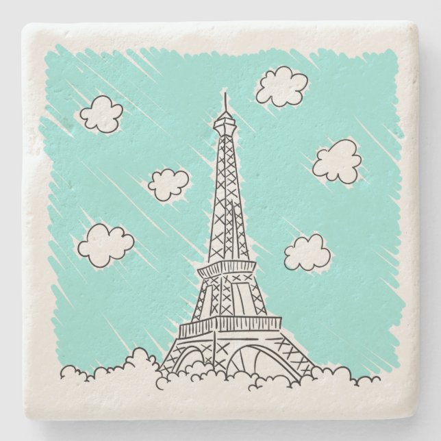 Eiffel Tower Illustration stone coasters (Front)