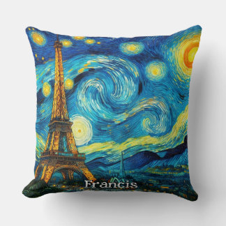 Eiffel Tower Impressionism Throw Pillow