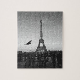 Eiffel Tower in black and white Jigsaw Puzzle