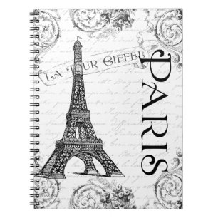 Eiffel Tower in Black and White Notebook