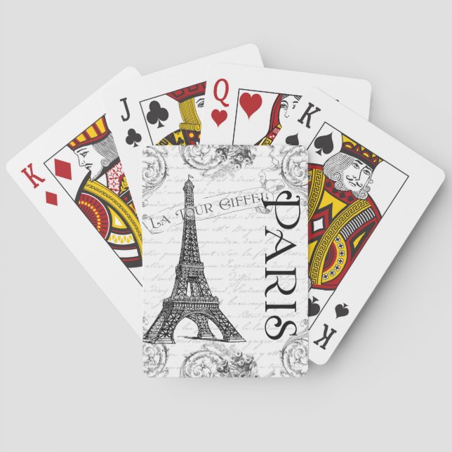Eiffel Tower in Black and White Playing Cards (Back)
