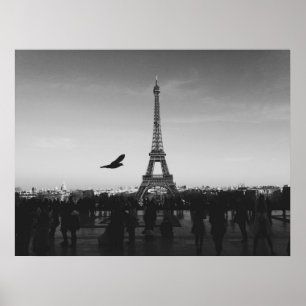 Eiffel Tower in black and white Poster
