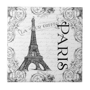 Eiffel Tower in Black and White Tile