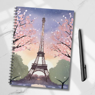Eiffel Tower in Bloom   Paris France Watercolor Notebook