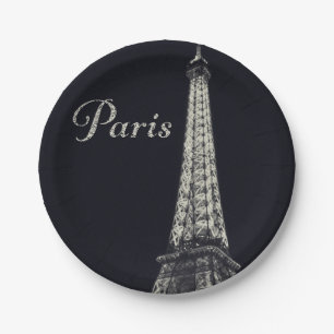 Eiffel Tower in Paris Paper Plate