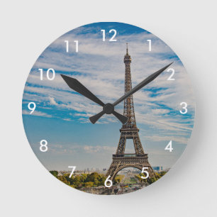 Eiffel Tower in Paris Round Clock