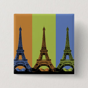 Eiffel Tower in Paris Triptych 2 Inch Square Button