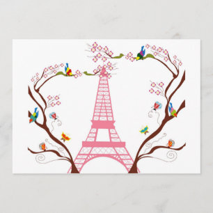 Eiffel tower in spring invitation