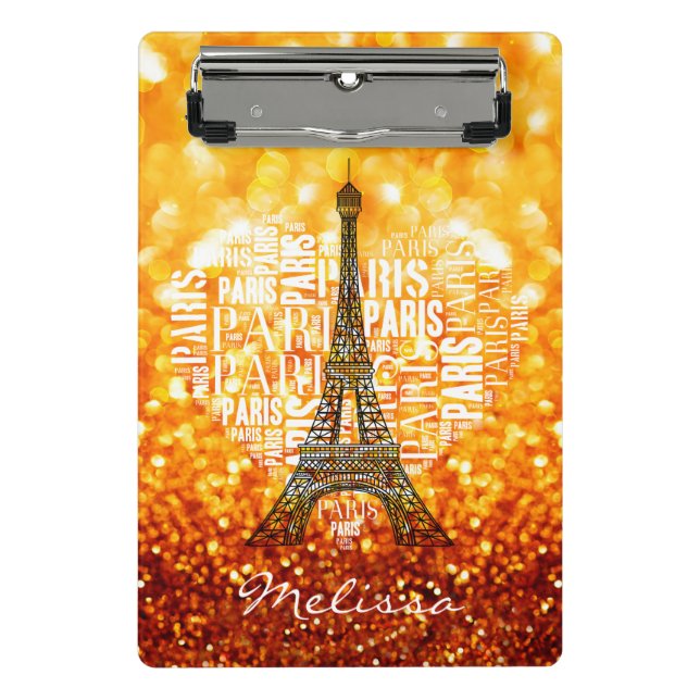 Eiffel Tower Inscriptions Paris in Heart Mini Clipboard (Front)