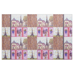 Eiffel Tower inspired large pointillism fabric