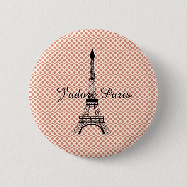 Eiffel tower J'adore Paris 2 Inch Round Button (Front)