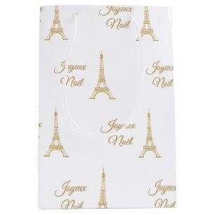 Eiffel Tower Joyeux Noel Medium Gift Bag