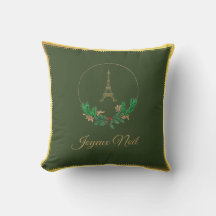 Eiffel Tower Joyeux Noel Pillow