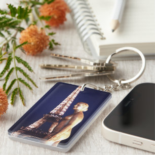 Eiffel tower lady keychain