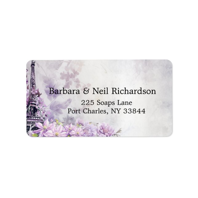 Eiffel Tower Lavender Romance Wedding Label (Front)
