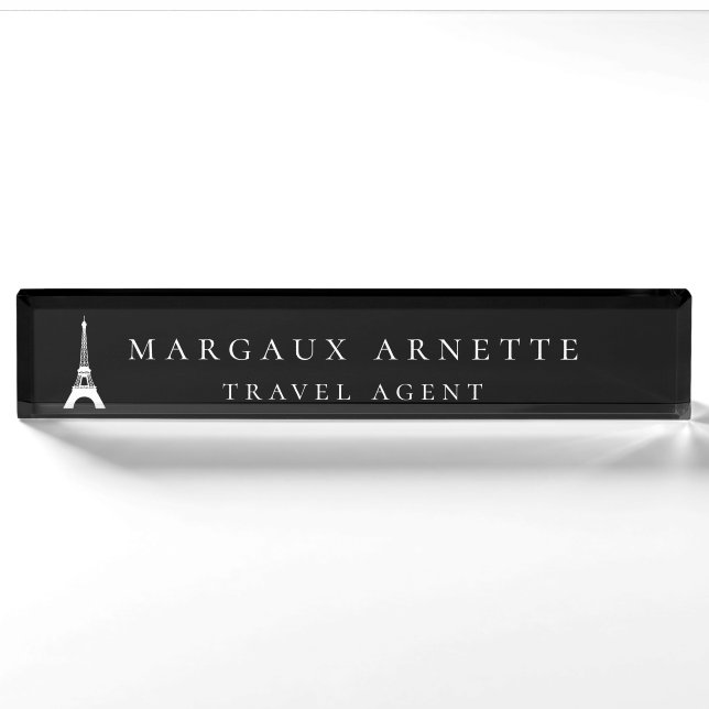 Eiffel Tower Logo Black Nameplate (Front)