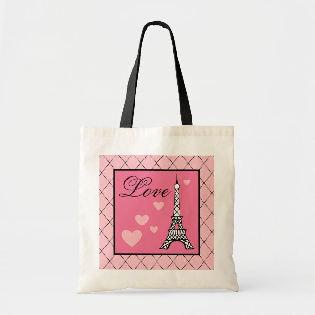 Eiffel Tower Love Tote Bag (Front)