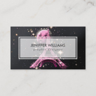 Eiffel Tower Night Moon           Business Card