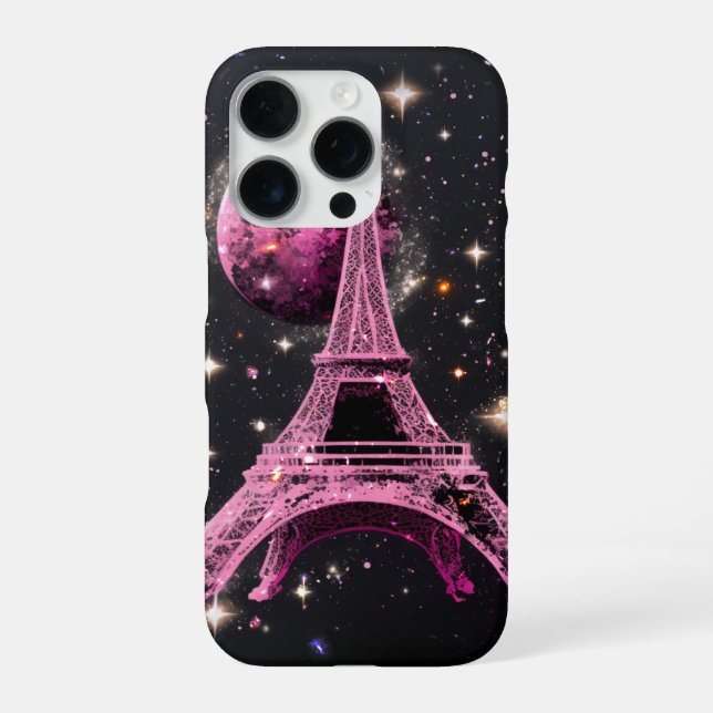 Eiffel Tower Night Moon           iPhone Case (Back)